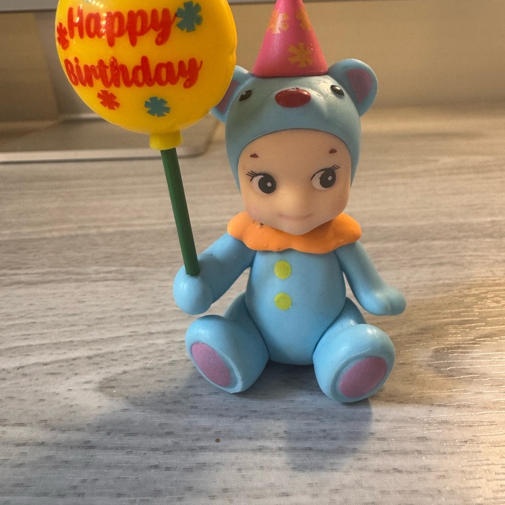 FAUX Sonny Angel Mini Figure Birthday Gift Bear Series-Blue Bear Holding Balloon
